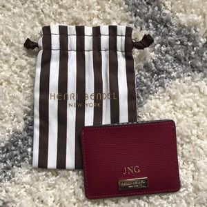 Henri Bendel Card Case with Monogram (Burgundy)